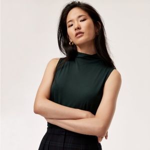 Aritzia Deep Hunter Green Sleeveless Blouse (S)